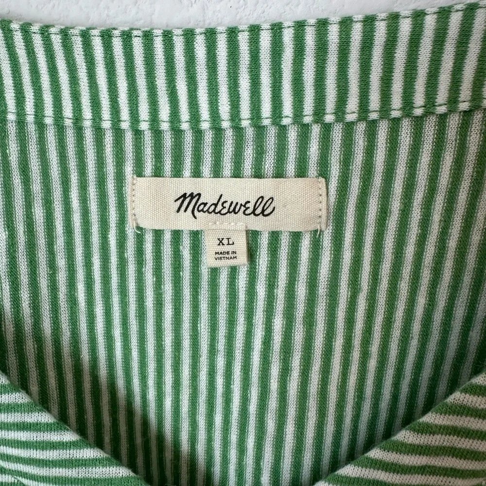 ☀️ MADEWELL Green Striped Relaxed V-Neck Tee - Picture 3 of 13